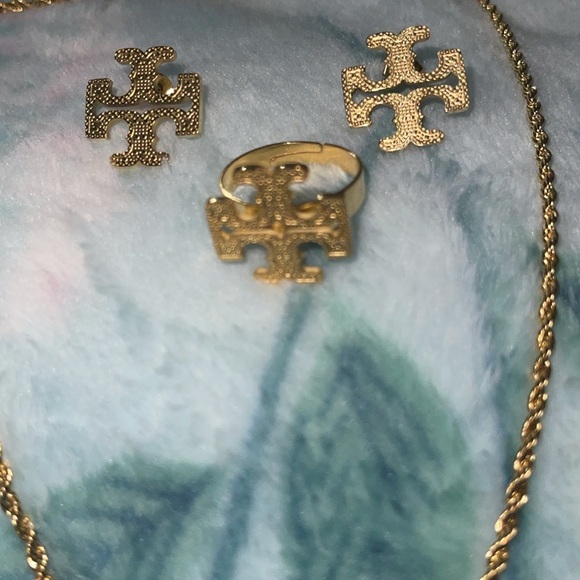 Stainless Steel Tory Burch Necklace, Pendant, Bracelet, Earrings & Ring - Picture 3 of 4